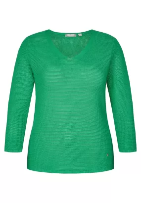 122600- Green V-neck Jumper - Rabe