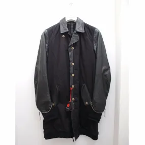 3/4 Length Cotton Jacket With Leather Sleeves