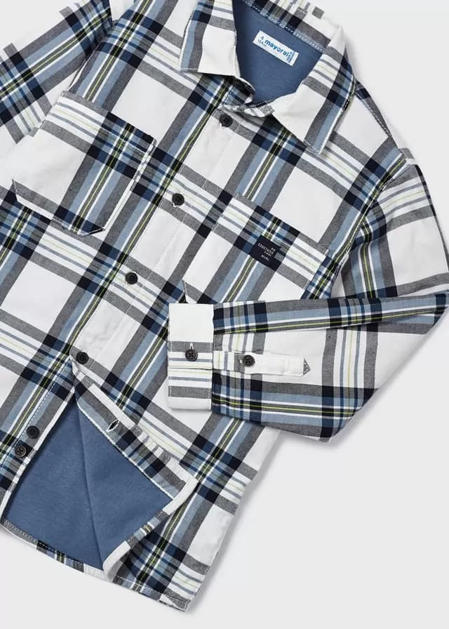 4107- Checked overshirt for boy - Glacial