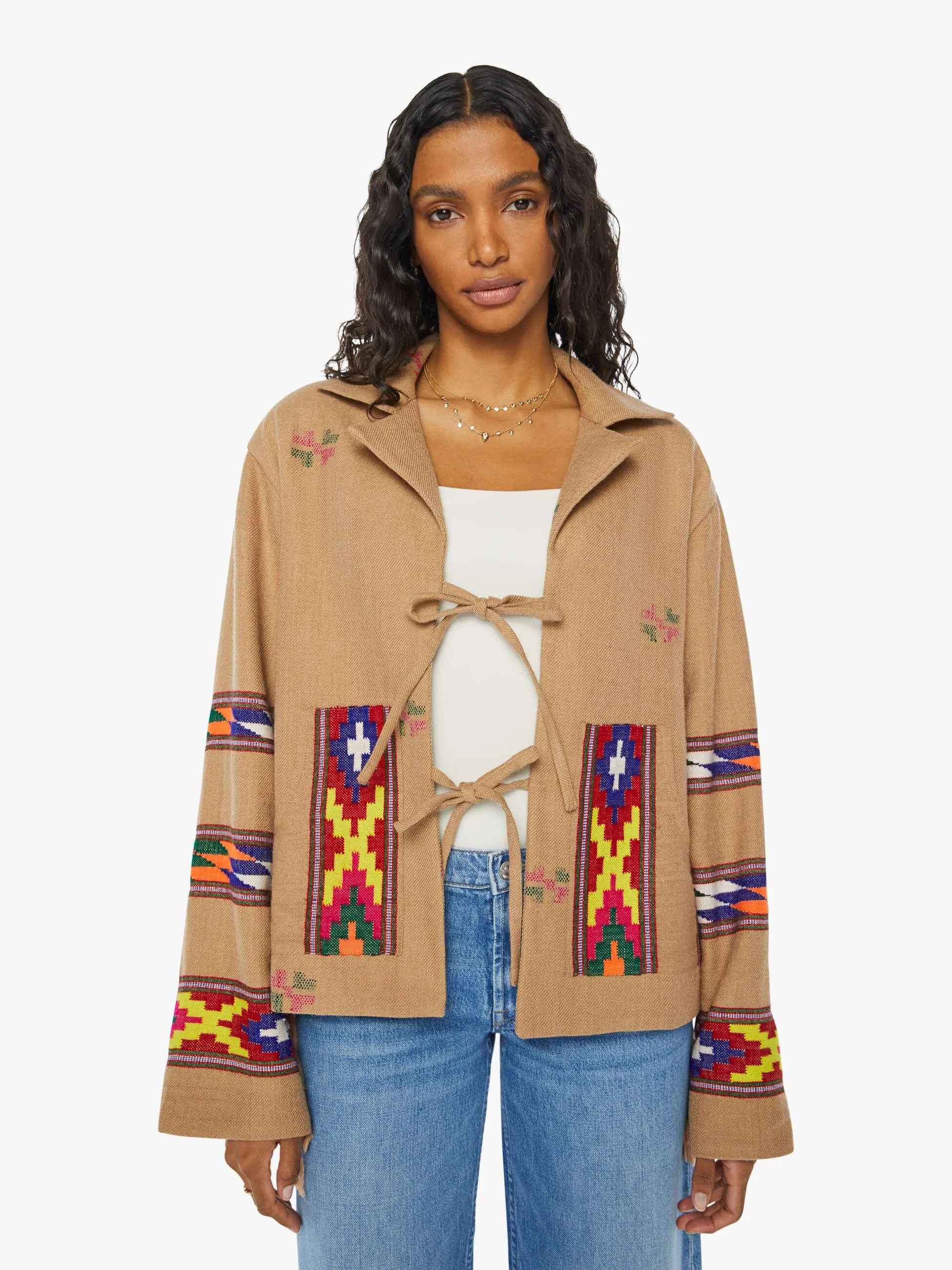 Alix Of Bohemia Western Blanket Jacket - Tan Dune