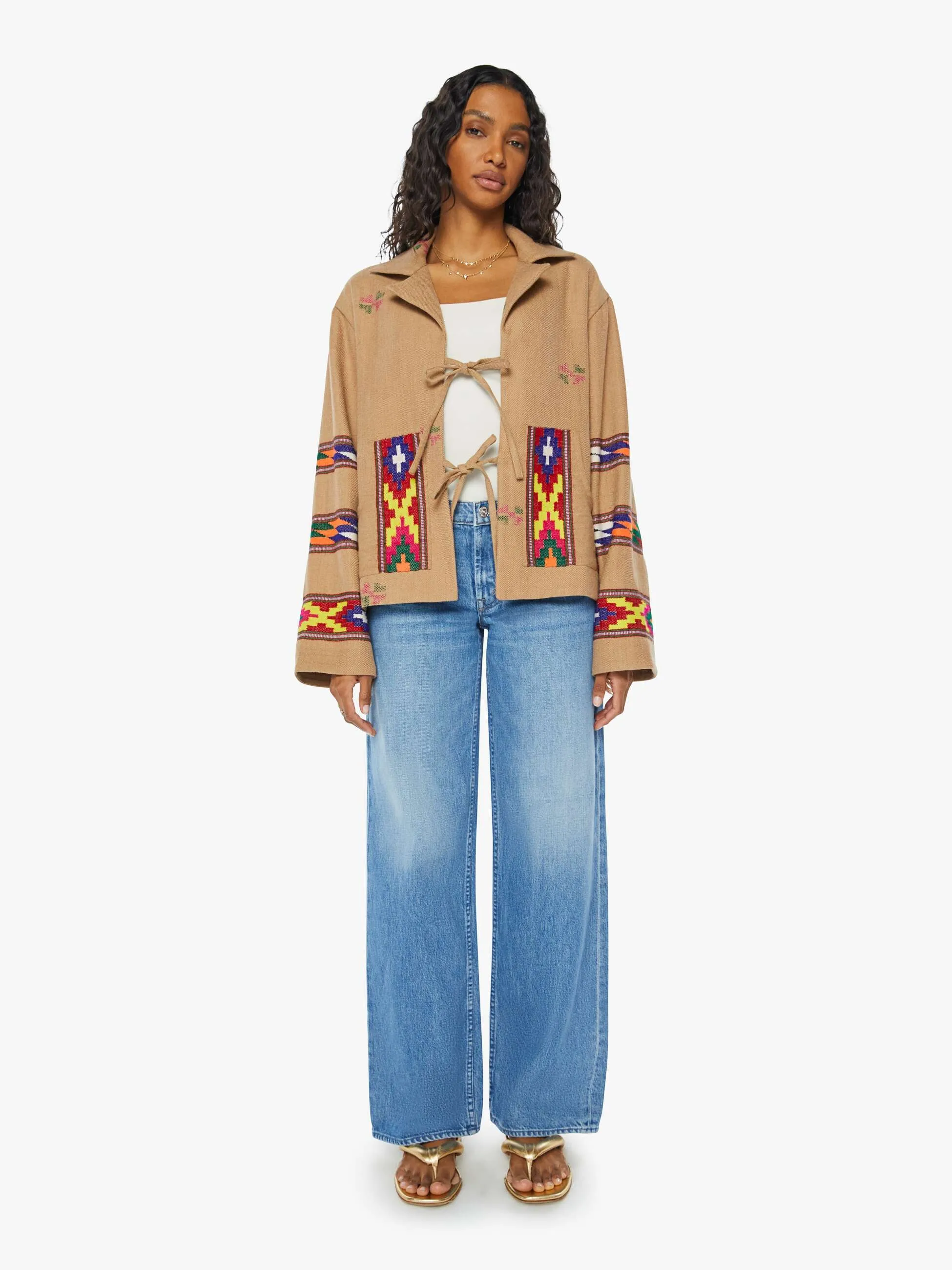 Alix Of Bohemia Western Blanket Jacket - Tan Dune