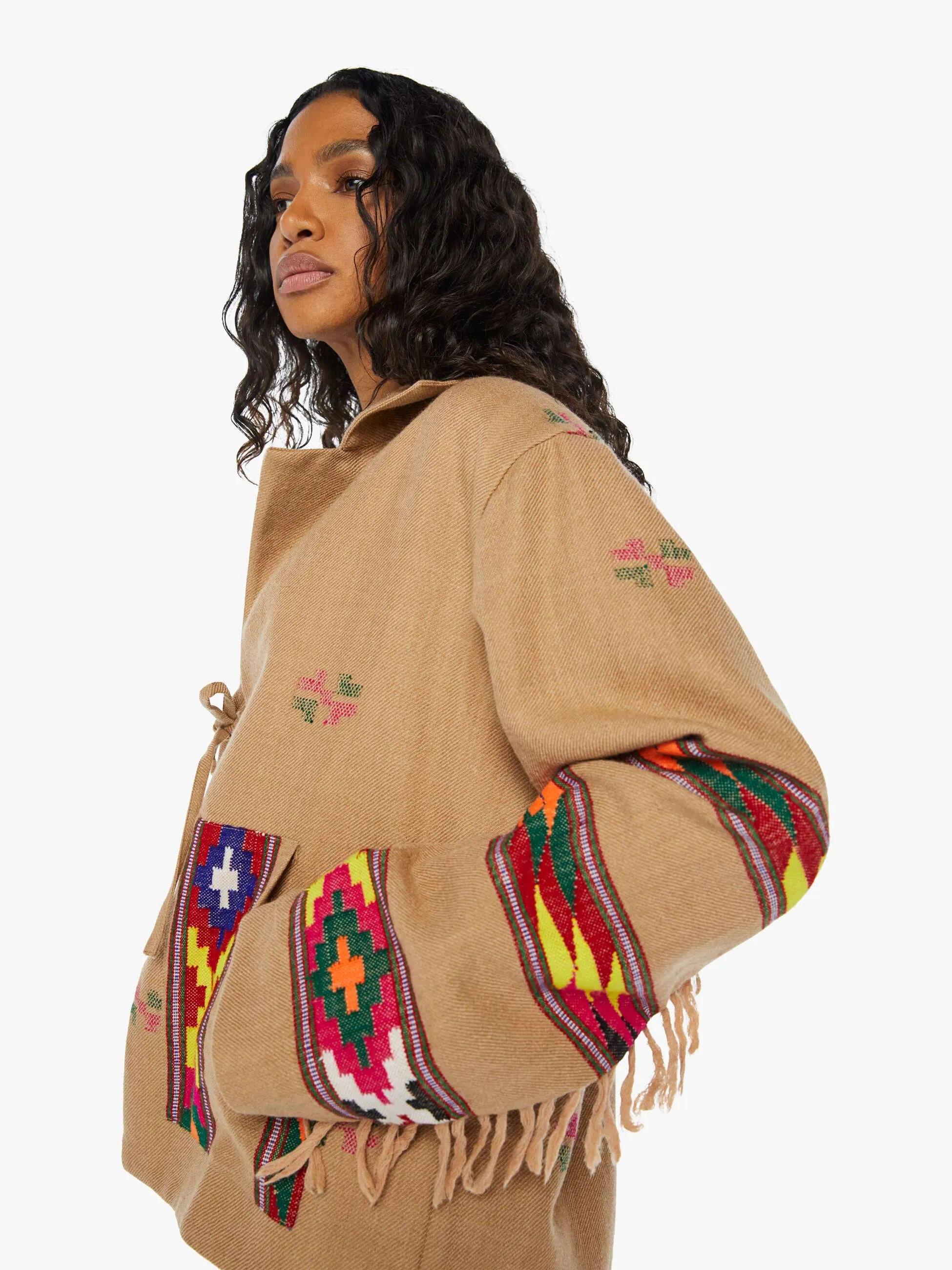 Alix Of Bohemia Western Blanket Jacket - Tan Dune