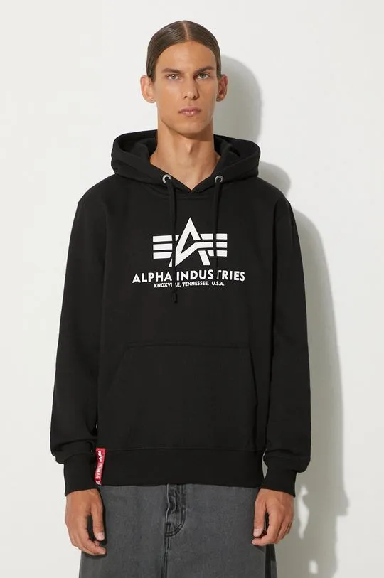 Alpha Industries sweatshirt Basic Hoody men's black color 178312.03