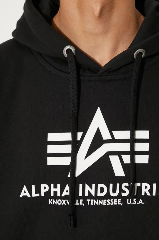 Alpha Industries sweatshirt Basic Hoody men's black color 178312.03