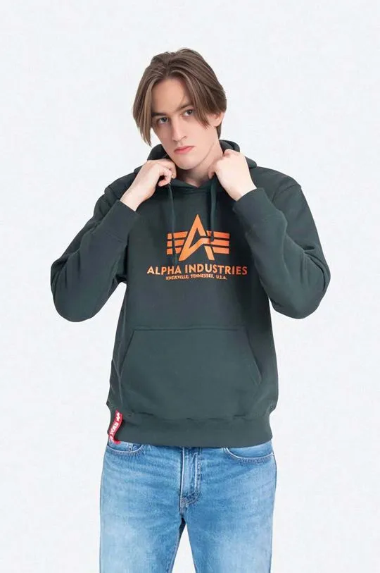 Alpha Industries sweatshirt Basic Hoody men's green color 178312.353