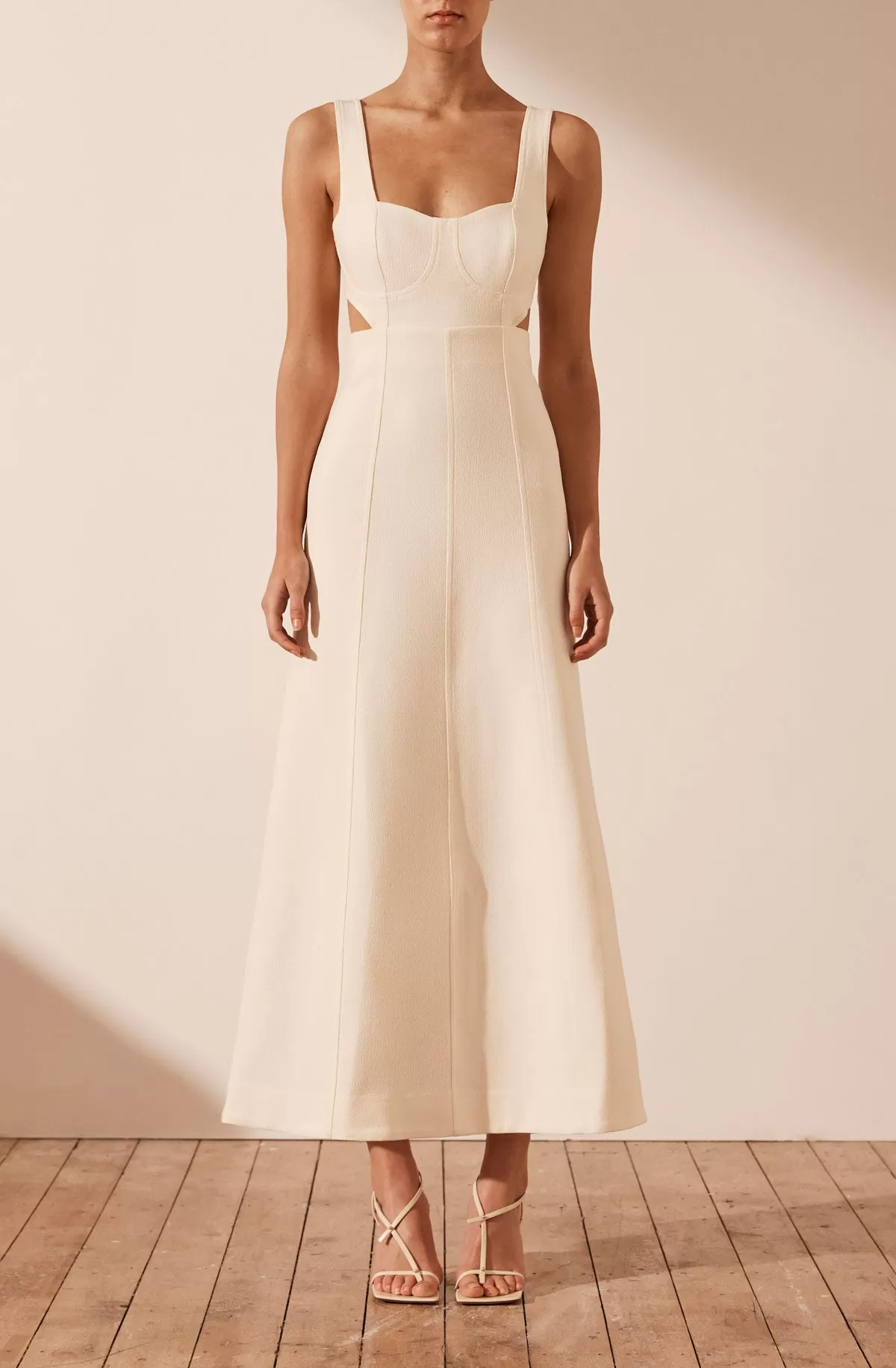 Amura Bustier Midi Dress - Cream