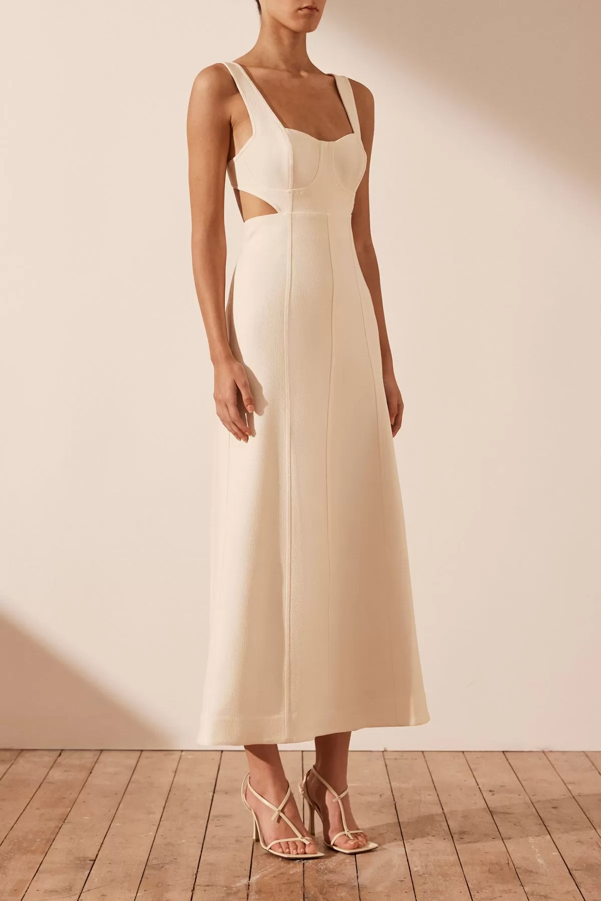 Amura Bustier Midi Dress - Cream