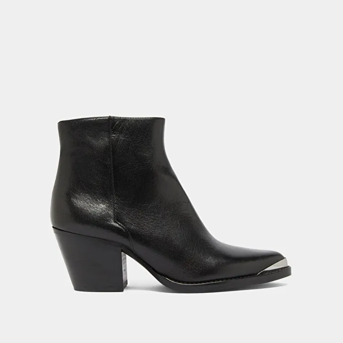 Ankle boots with metallic details in black leather