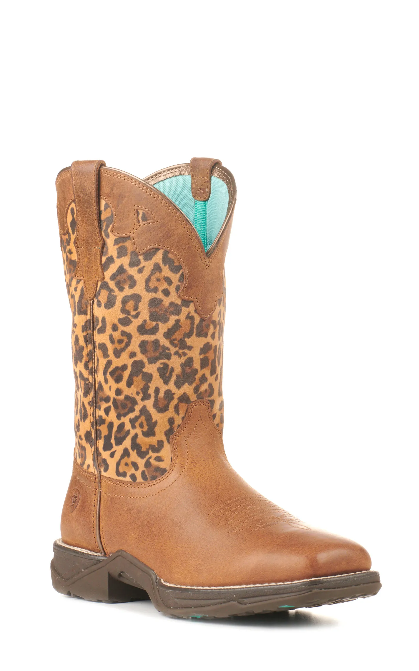 Ariat Women's Anthem Savanna Chocolate and Leopard Print Square Toe Cowboy Boots