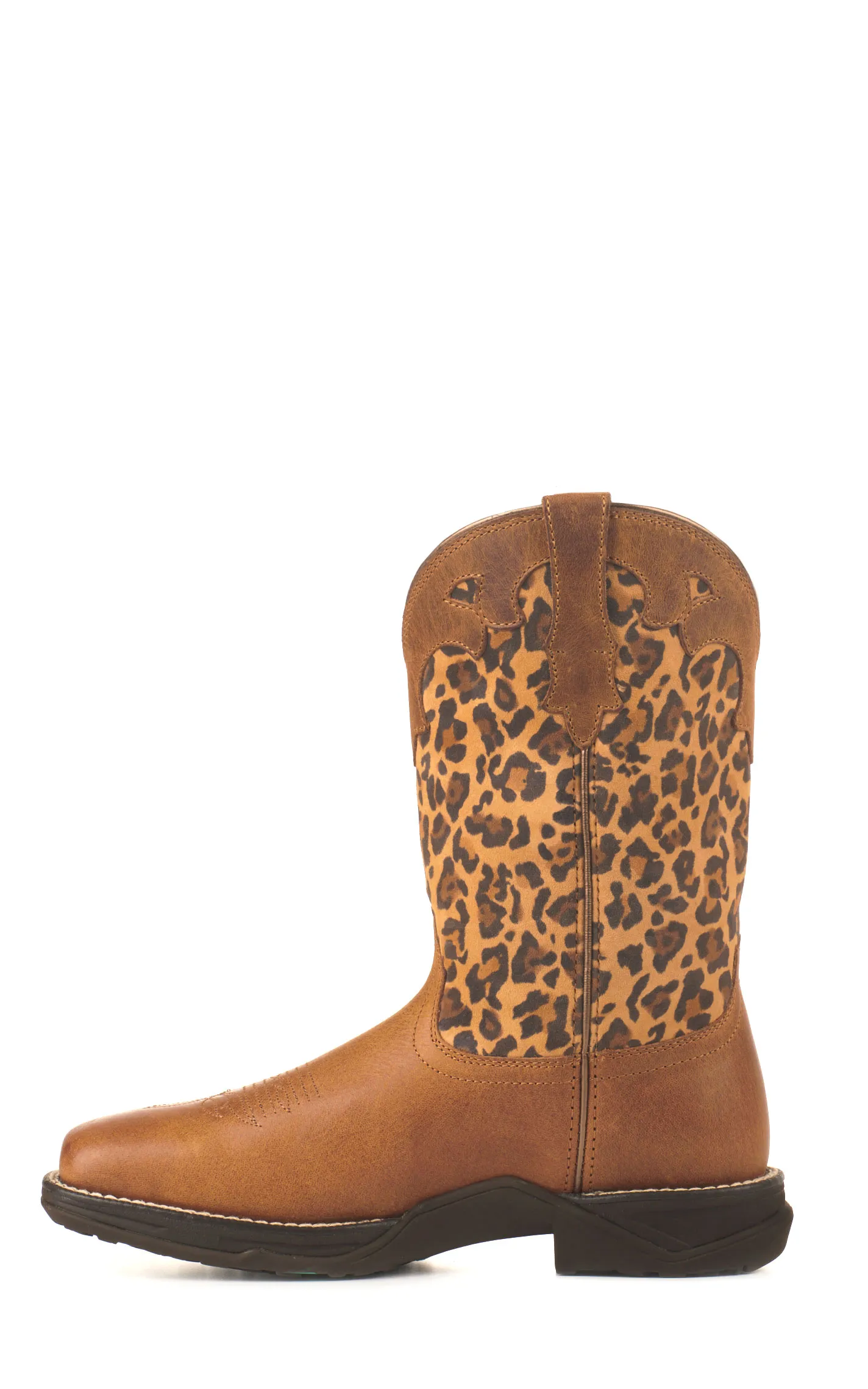 Ariat Women's Anthem Savanna Chocolate and Leopard Print Square Toe Cowboy Boots