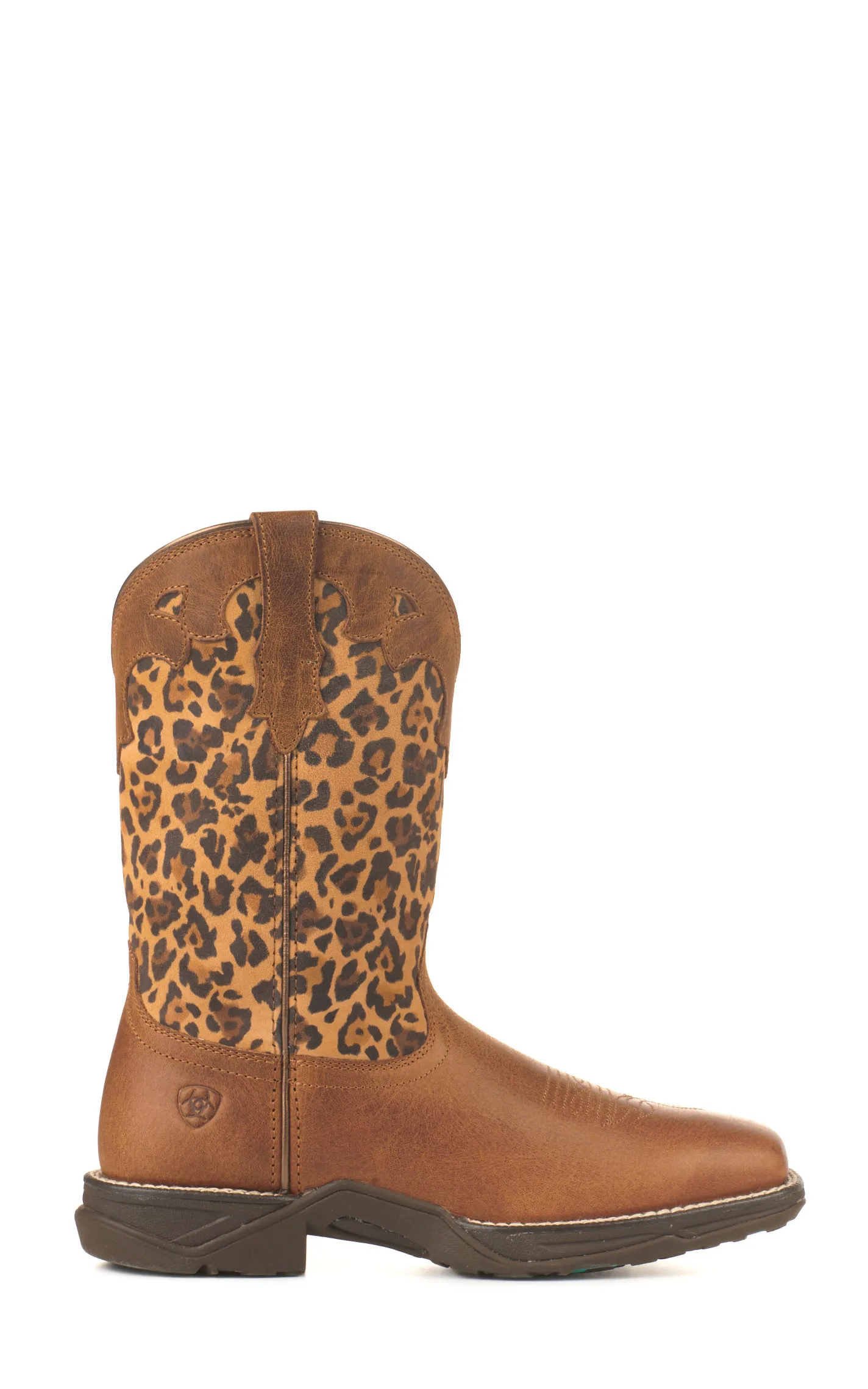 Ariat Women's Anthem Savanna Chocolate and Leopard Print Square Toe Cowboy Boots