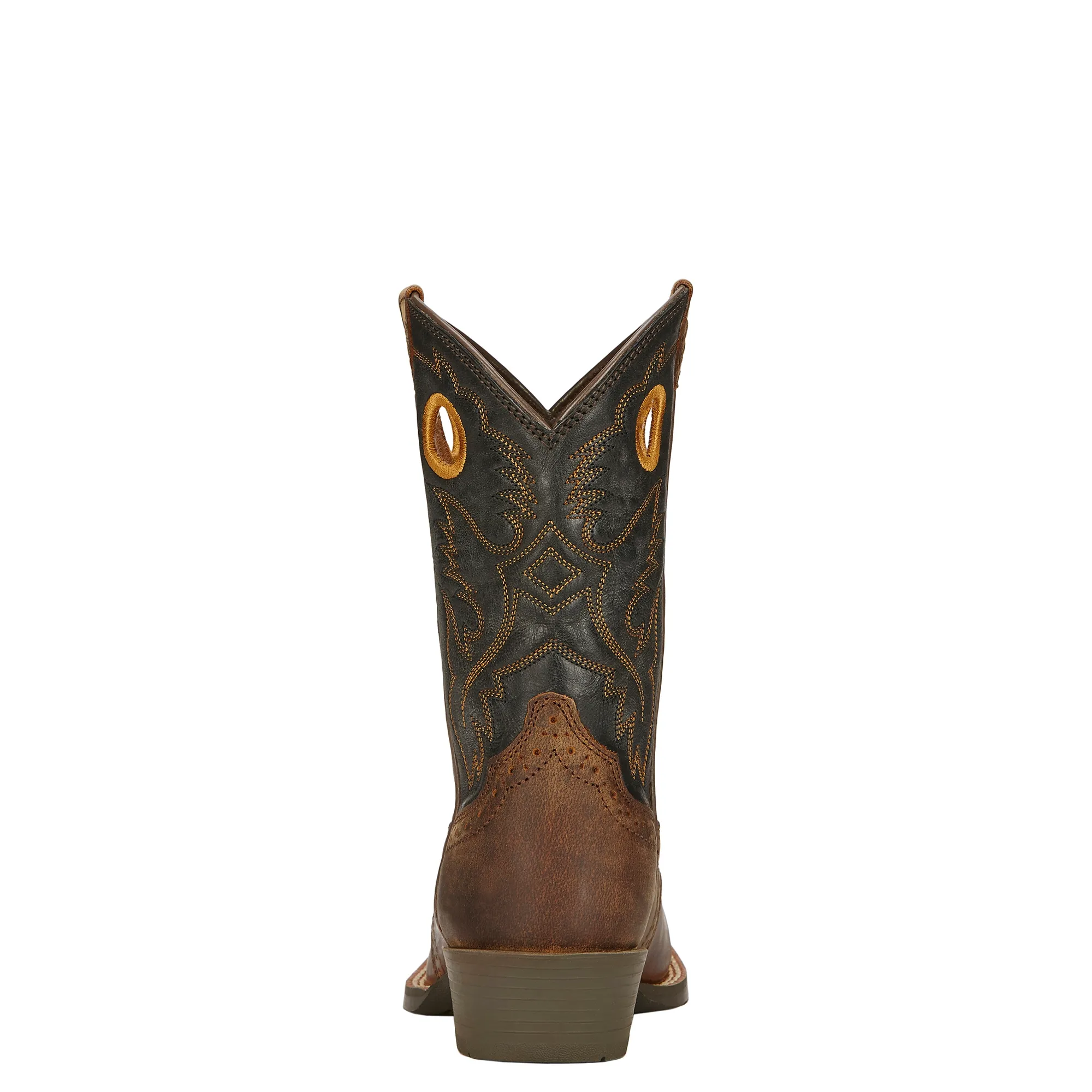 Ariat Youth Roughstock Distressed Brown with Black Square Toe Cowboy Boots