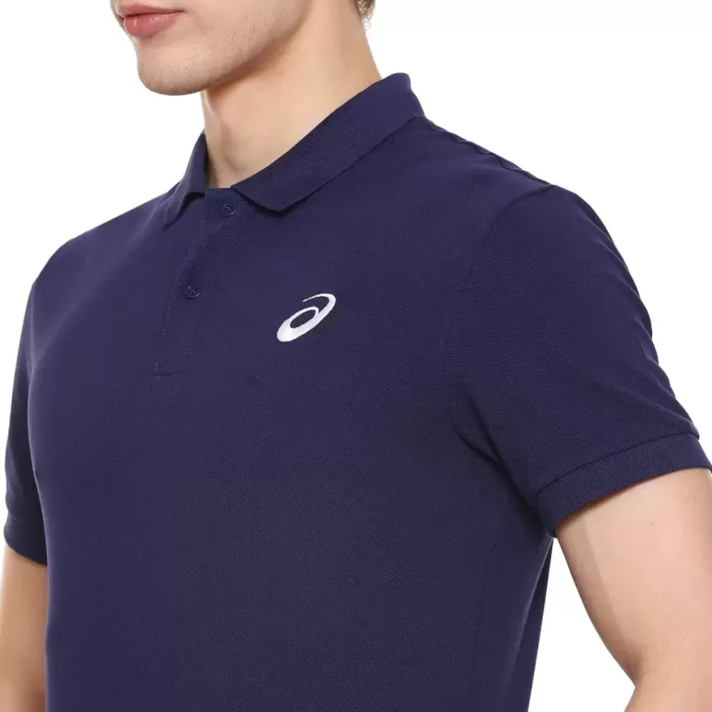 ASICS Men's Ribbed Polo Top (Peacoat)