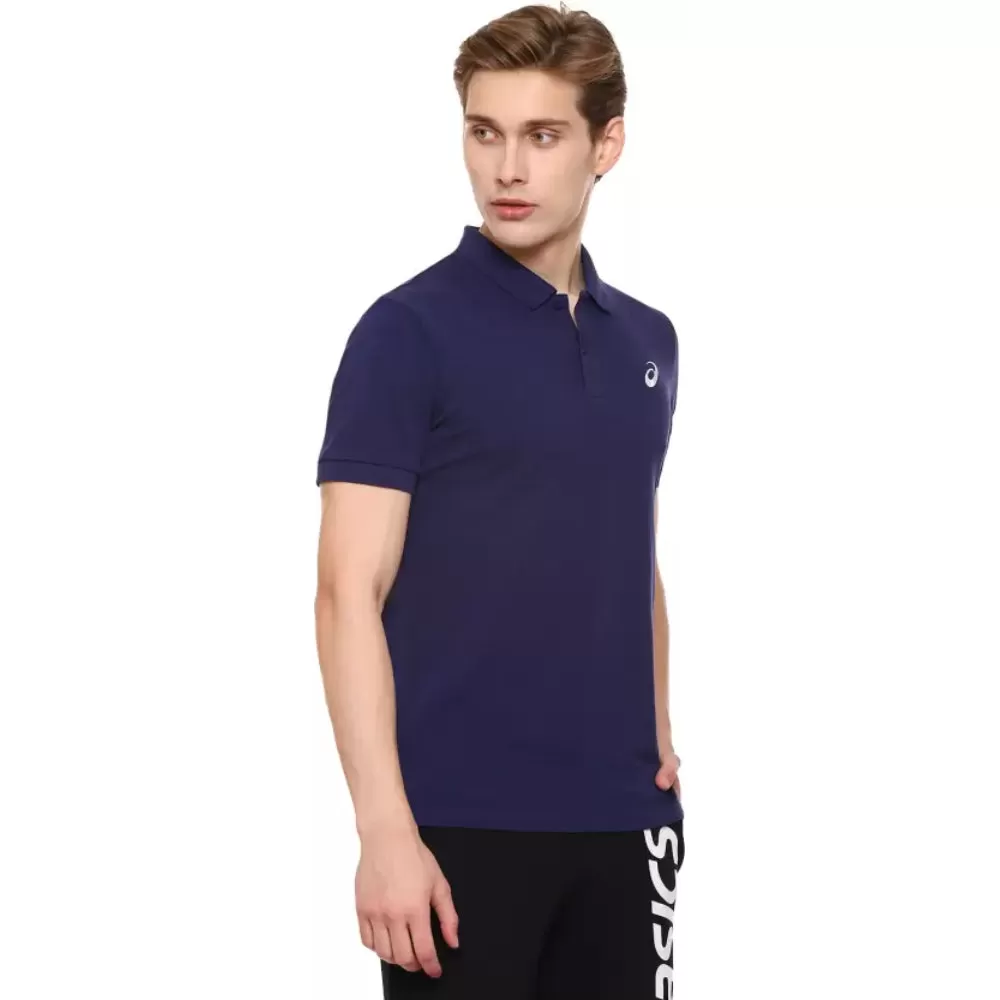 ASICS Men's Ribbed Polo Top (Peacoat)