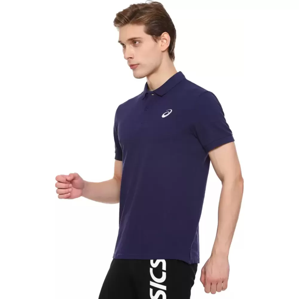 ASICS Men's Ribbed Polo Top (Peacoat)