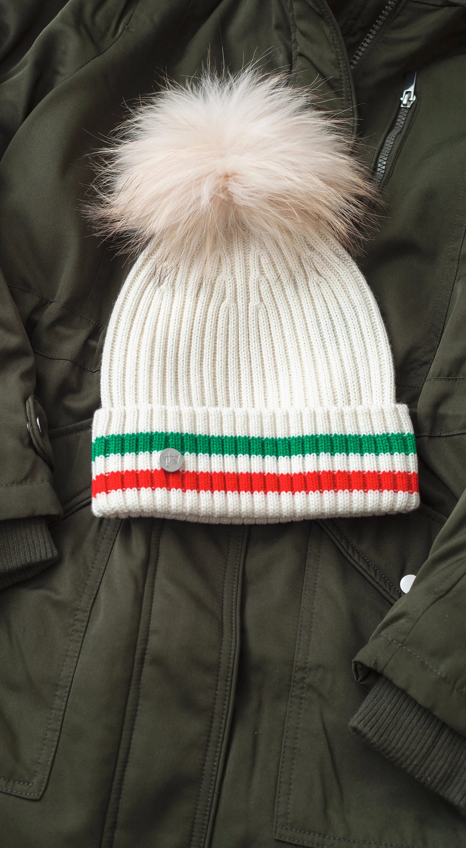 Aston Merino Wool Pom Pom Hat - Ecru