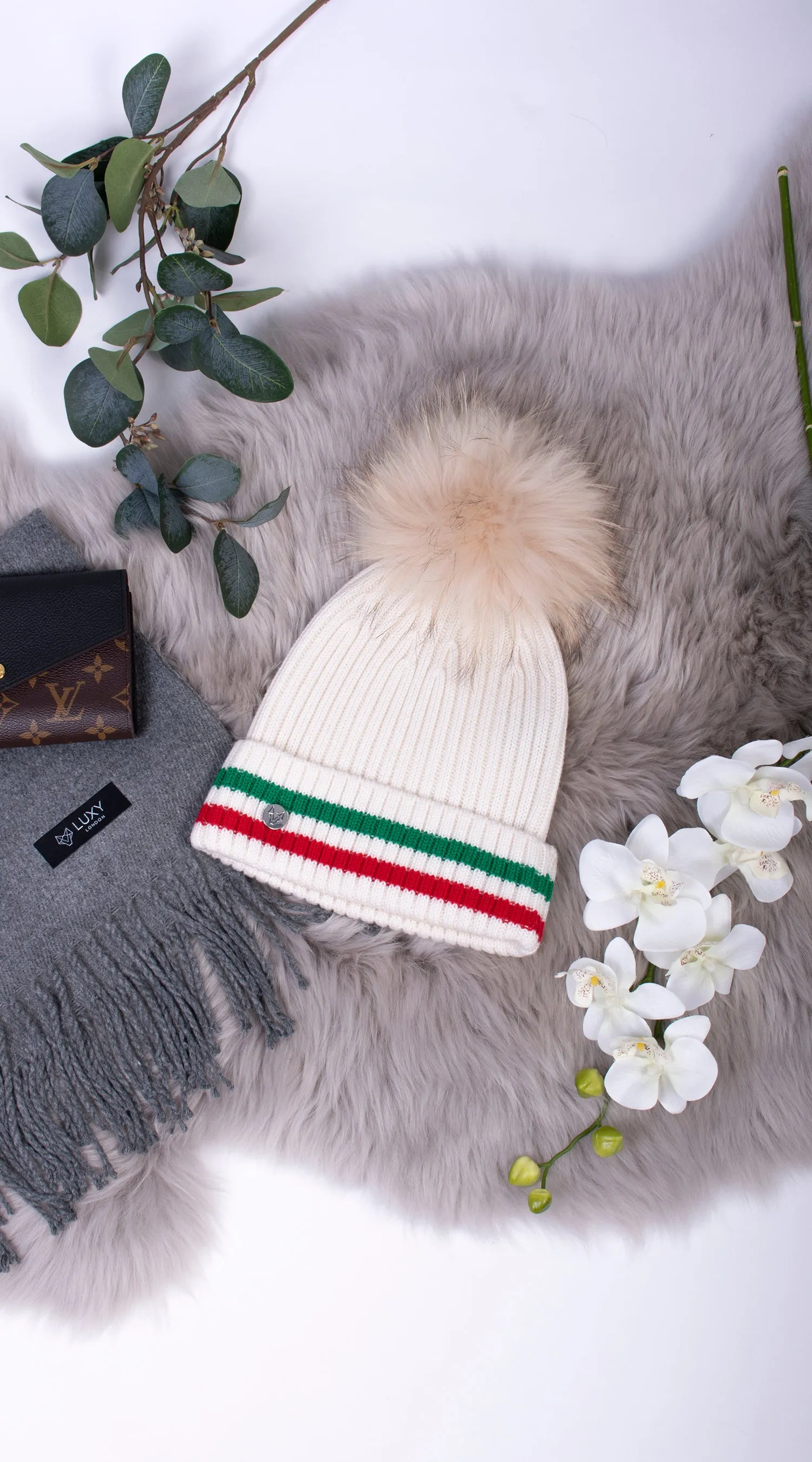 Aston Merino Wool Pom Pom Hat - Ecru