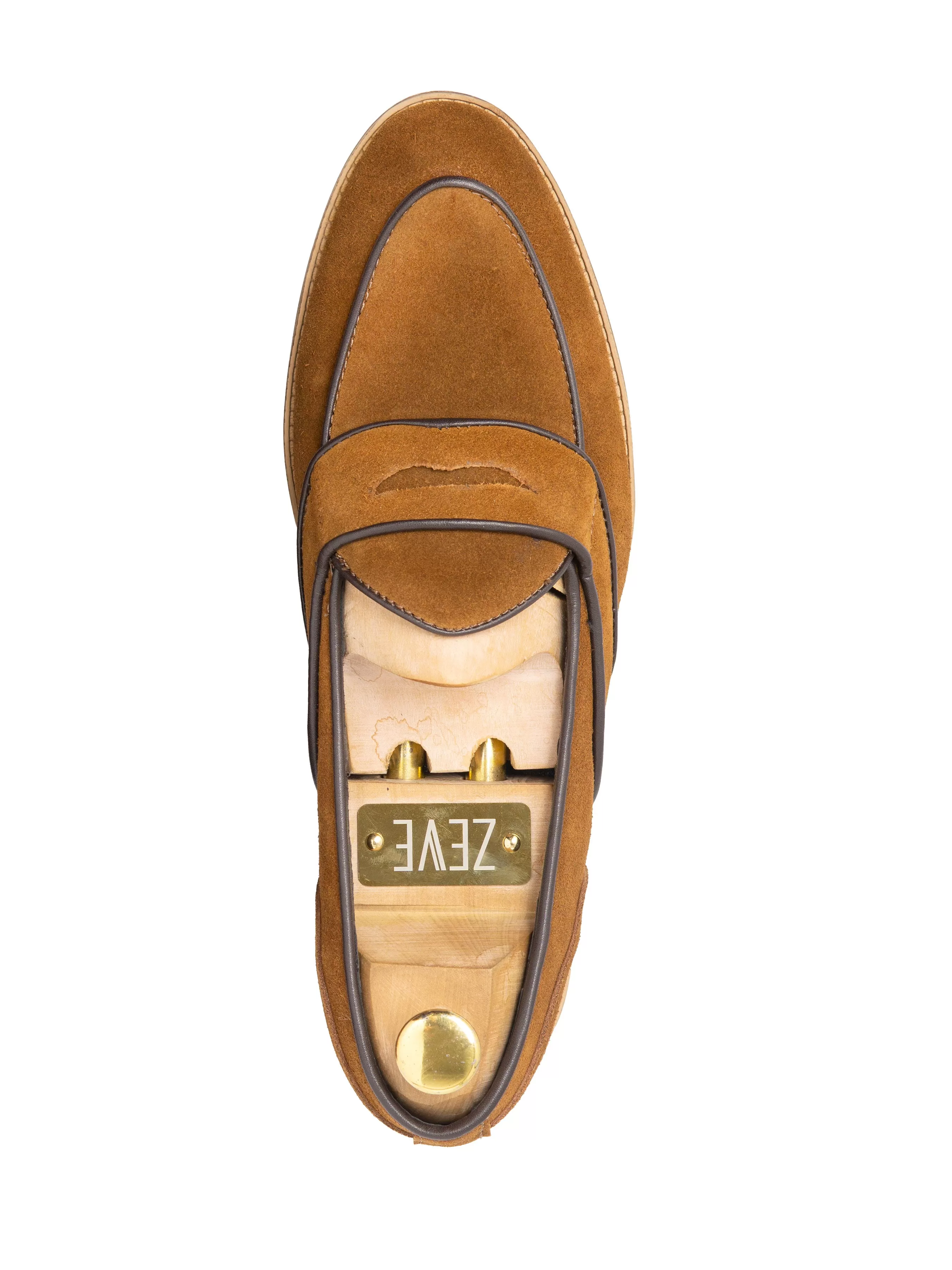 Belgian Loafer - Camel Suede Leather With Penny Strap Piping (Flexi-Sole)