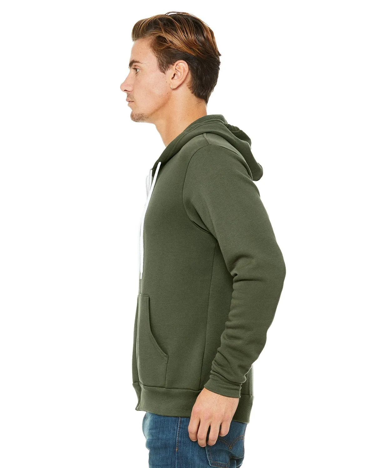 Bella + Canvas Unisex Poly-Cotton Fleece Full-Zip Hoodie 3739 Military Green