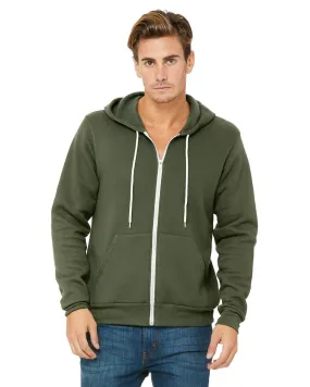 Bella + Canvas Unisex Poly-Cotton Fleece Full-Zip Hoodie 3739 Military Green