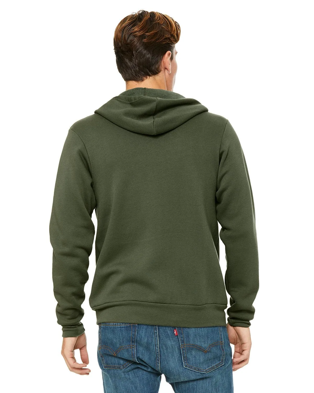 Bella + Canvas Unisex Poly-Cotton Fleece Full-Zip Hoodie 3739 Military Green