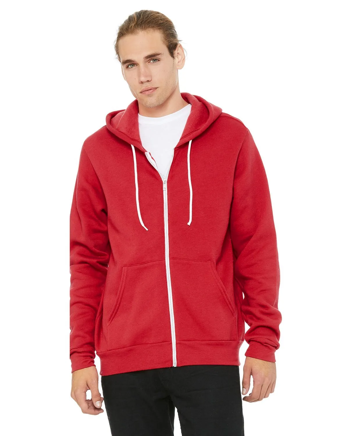 Bella + Canvas Unisex Poly-Cotton Fleece Full-Zip Hoodie 3739 Red