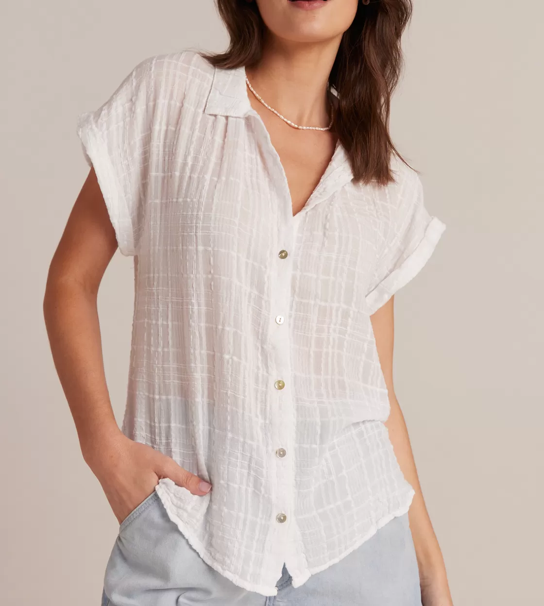 BELLA DAHL CAP SLEEVE BUTTON DOWN