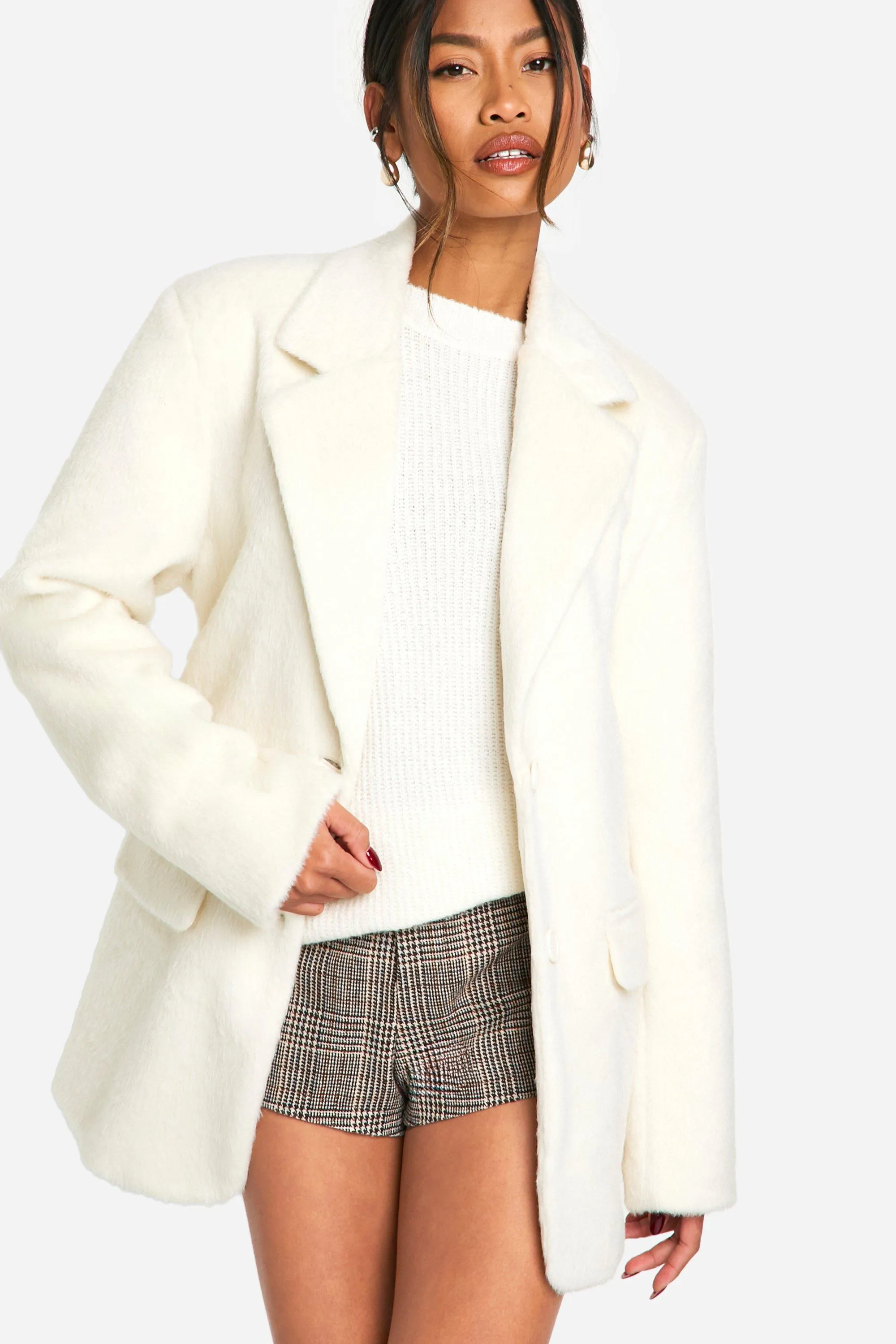 Belted Wool Look Coat