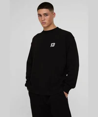 boohoo Mens 13 Embroidered Sweatshirt