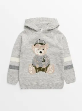 Buy Grey Teddy Bear Knitted Hoodie  1-2 years | Jumpers and hoodies | Tu