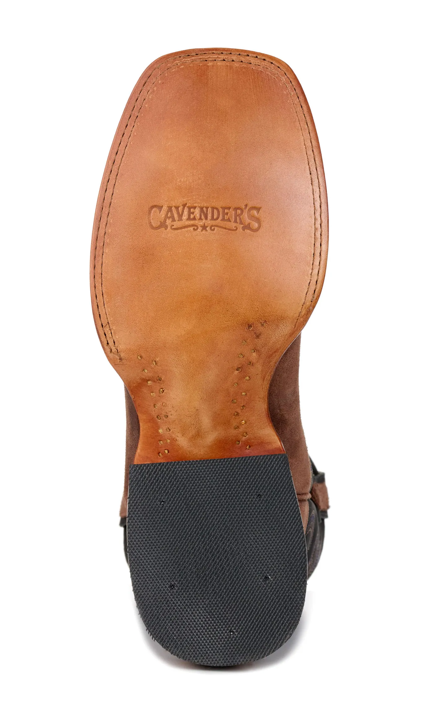 Cavender's Men's Brown Roughout and Black Wide Square Toe Cowboy Boots