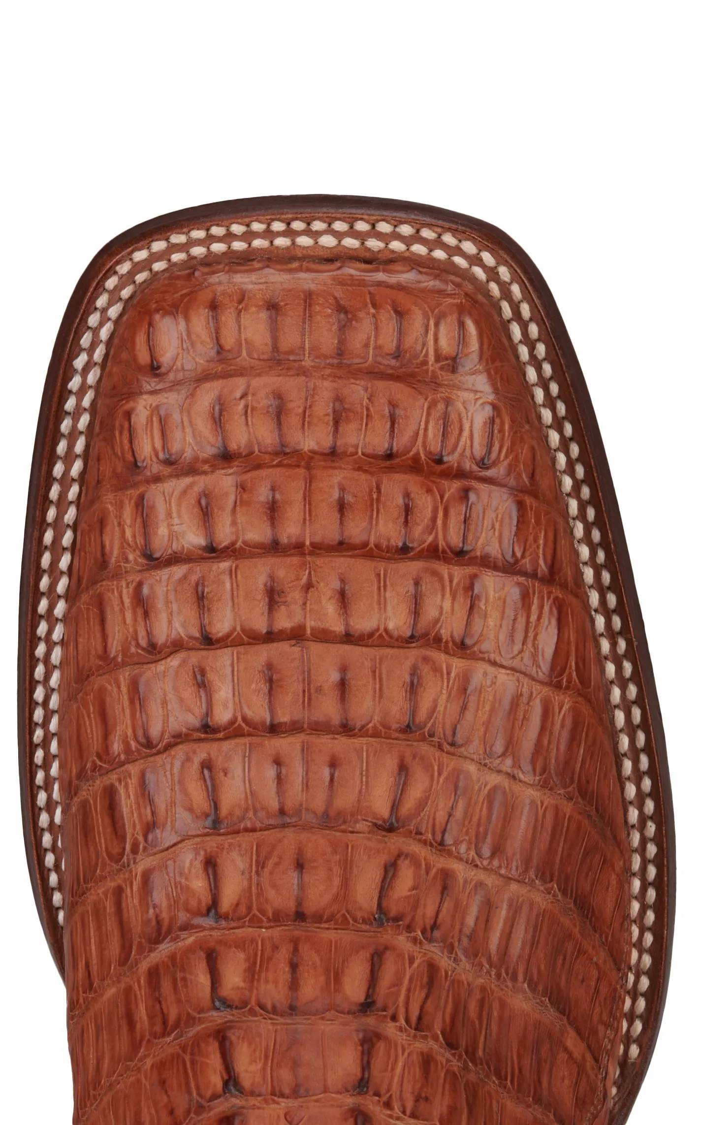 Cavender's Men's Cognac and Peanut Reverse Caiman Tail Wide Square Toe Exotic Cowboy Boot