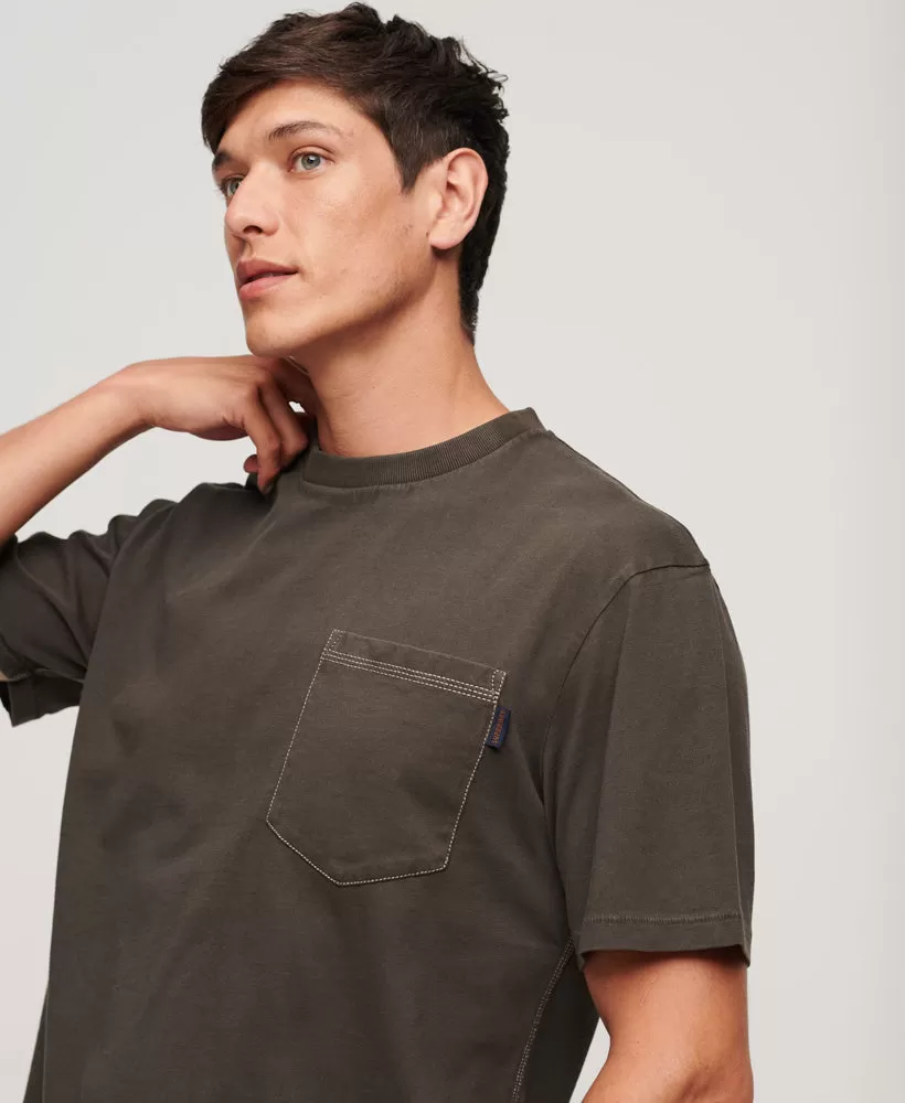 Contrast Stitch Pocket T-Shirt | Dusk Brown