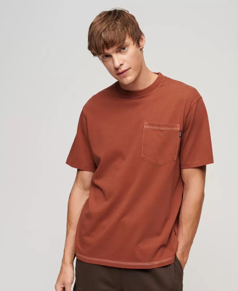 Contrast Stitch Pocket T-Shirt | Smoked Cinnamon Orange