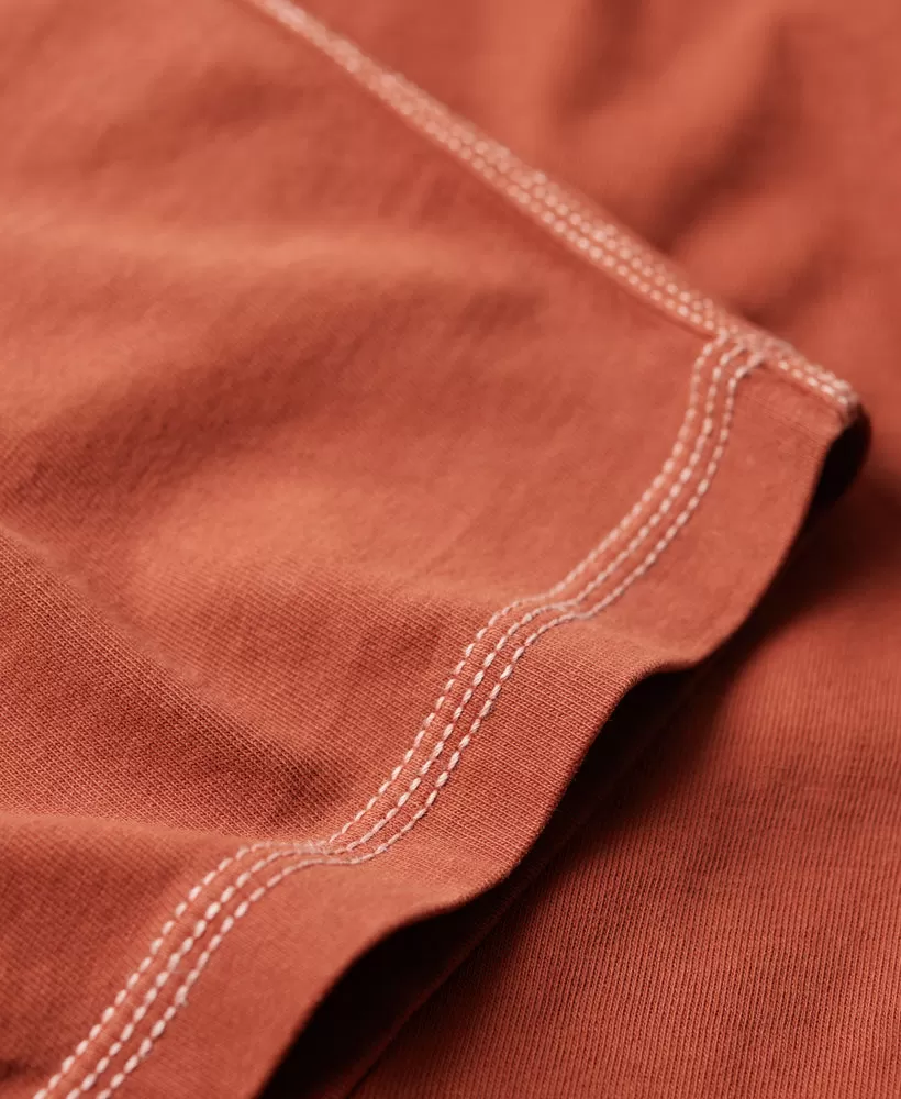 Contrast Stitch Pocket T-Shirt | Smoked Cinnamon Orange