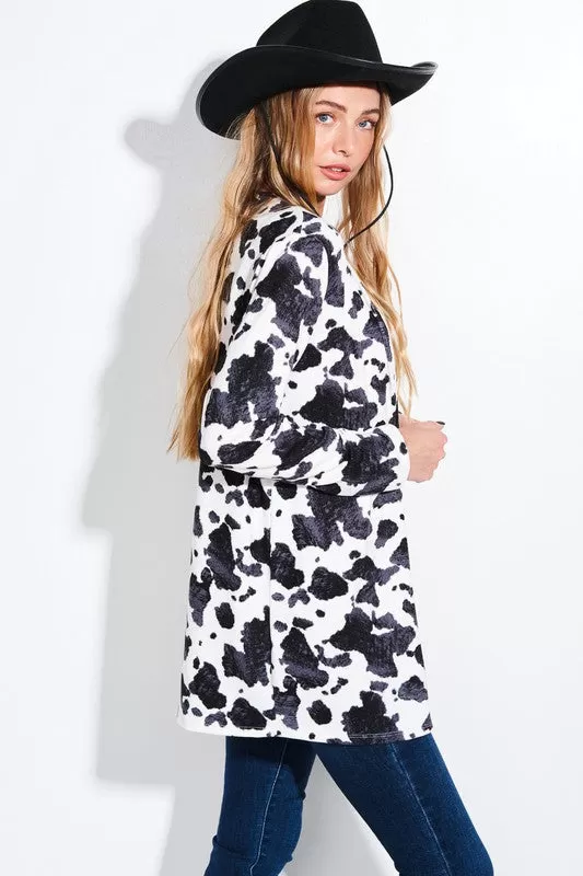 Cow Print Cardigan