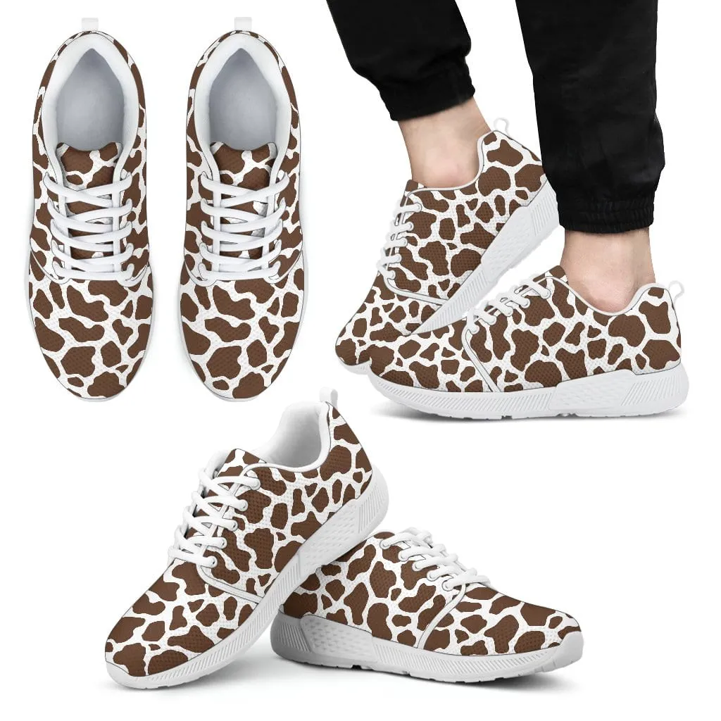 Cow Print Mens Athletic Sneaker White