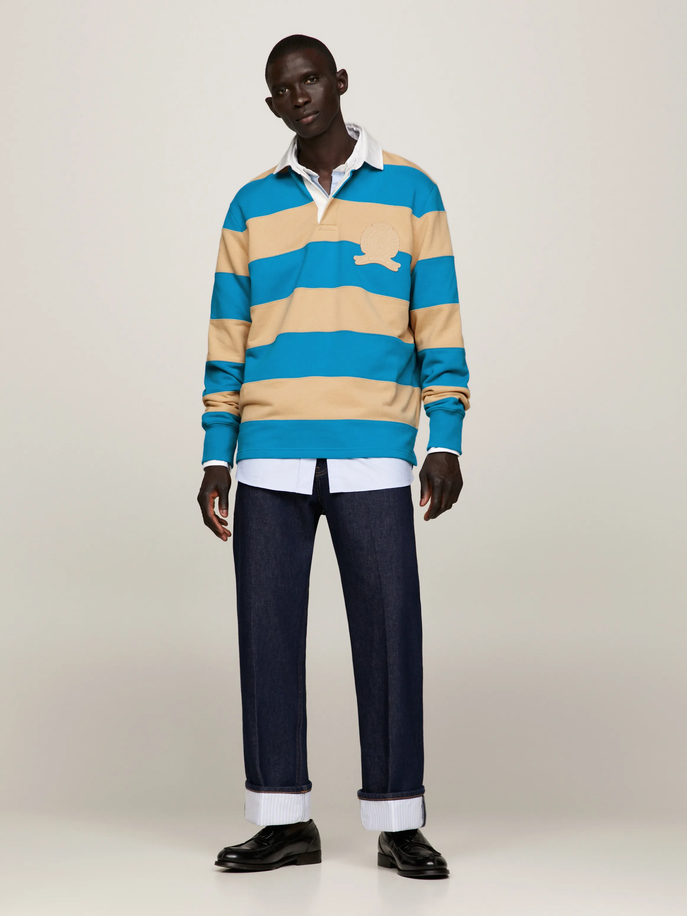 Crest Stripe Boxy Fit Rugby Polo | Sweatshirts & Hoodies | Tommy Hilfiger