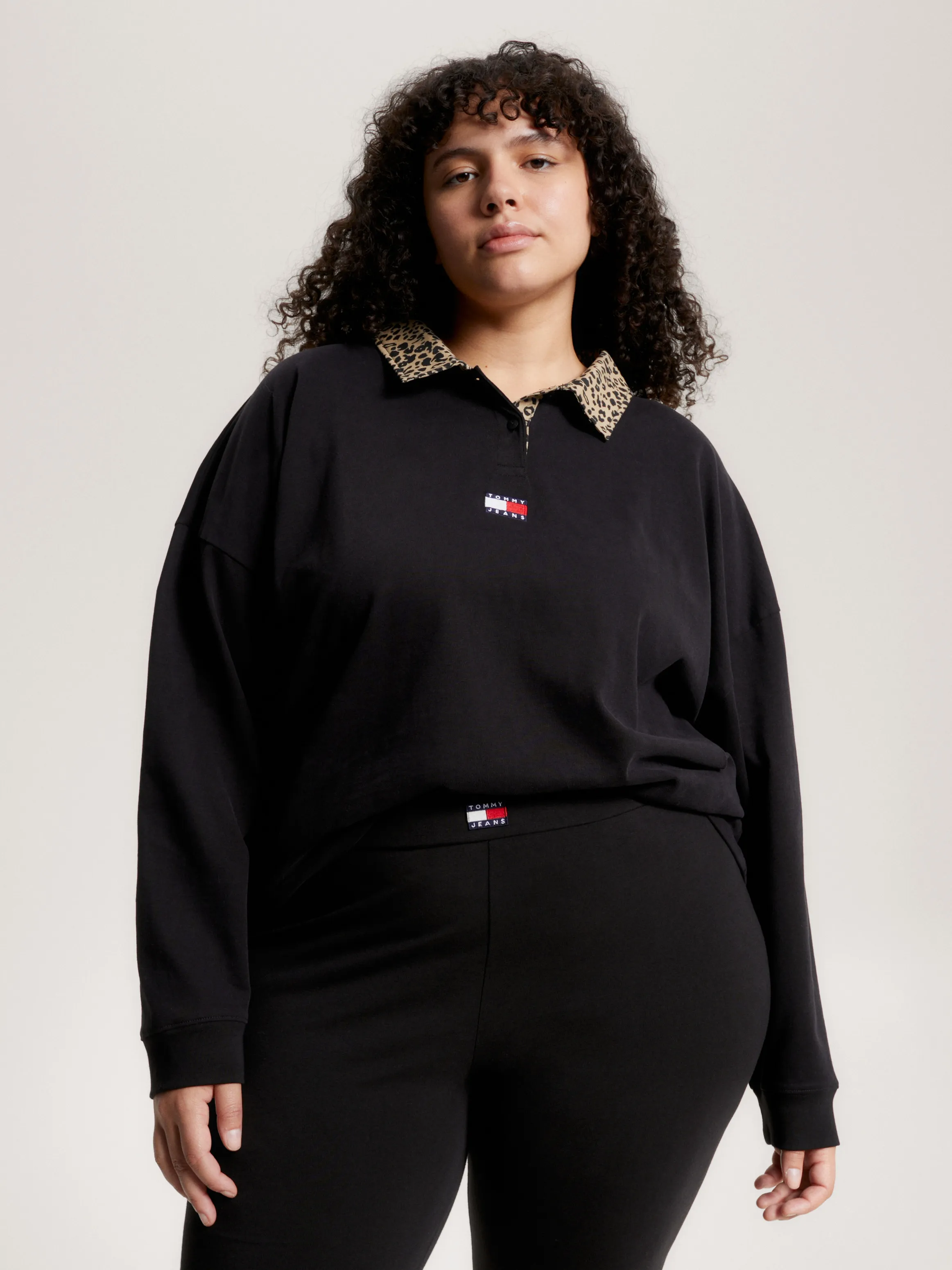 Curve Leopard Print Collar Oversized Rugby Shirt | Sweatshirts & Hoodies | Tommy Jeans