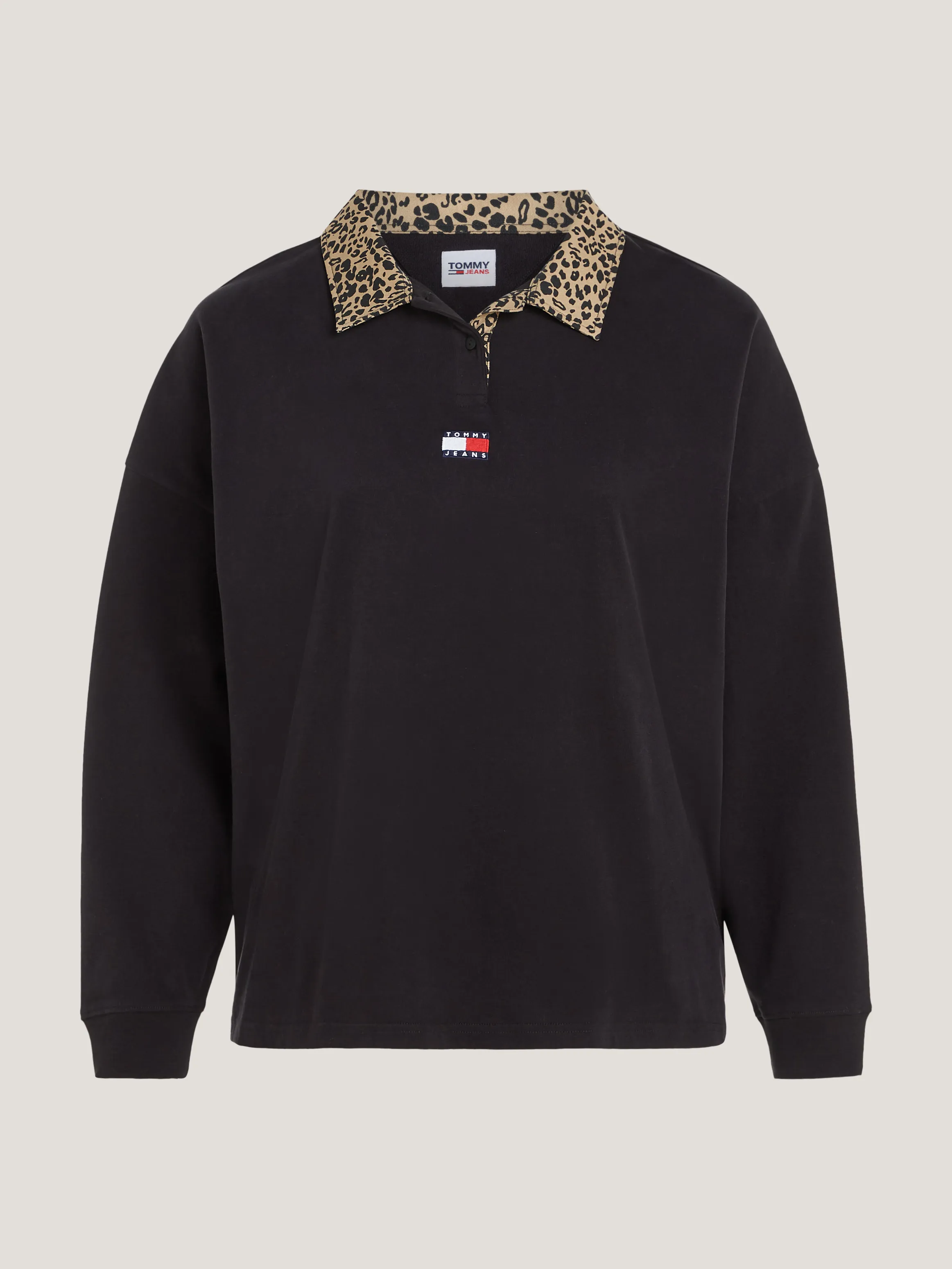 Curve Leopard Print Collar Oversized Rugby Shirt | Sweatshirts & Hoodies | Tommy Jeans