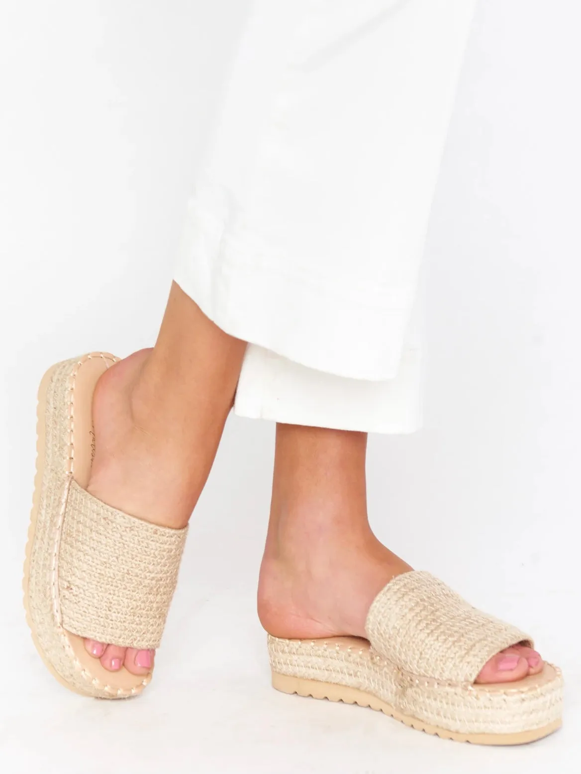 Del Mar Raffia Platform Slide