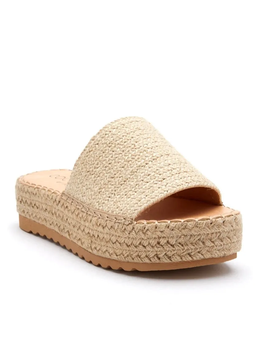 Del Mar Raffia Platform Slide