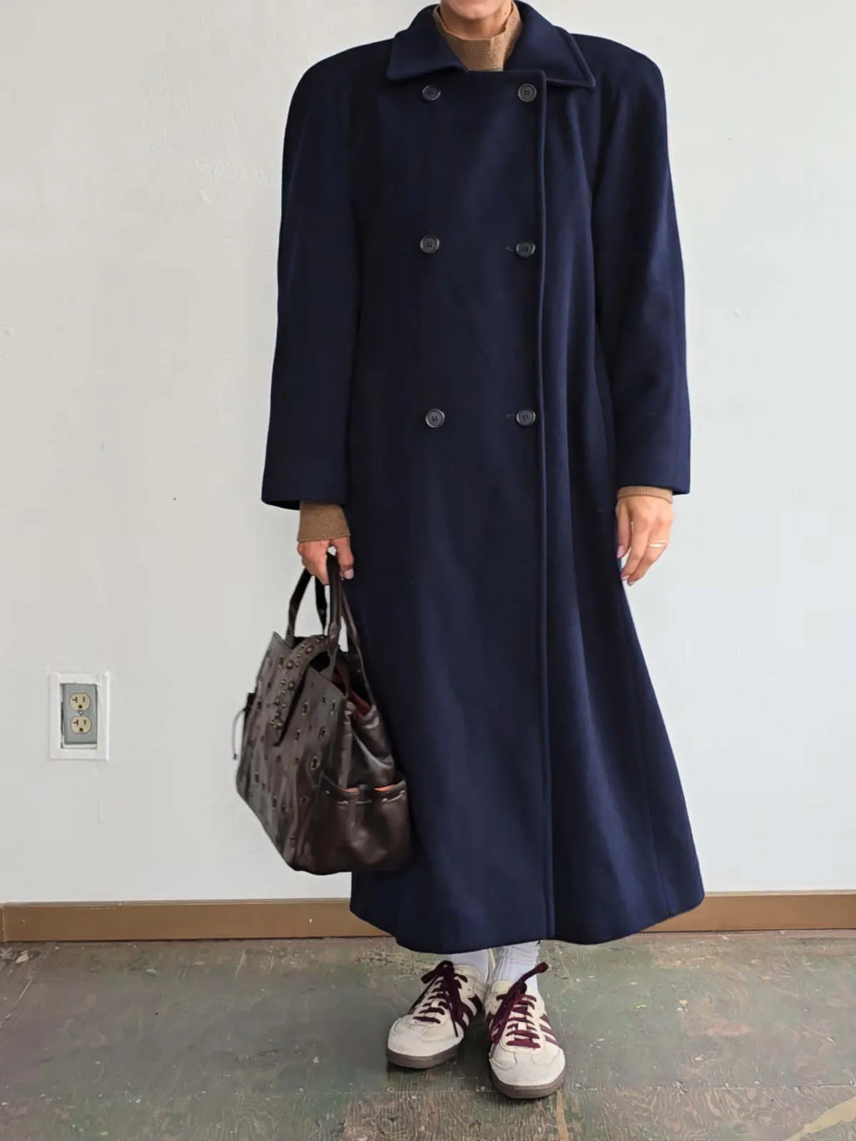 Double Breasted Overcoat - Navy