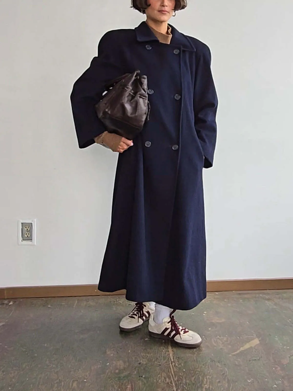 Double Breasted Overcoat - Navy