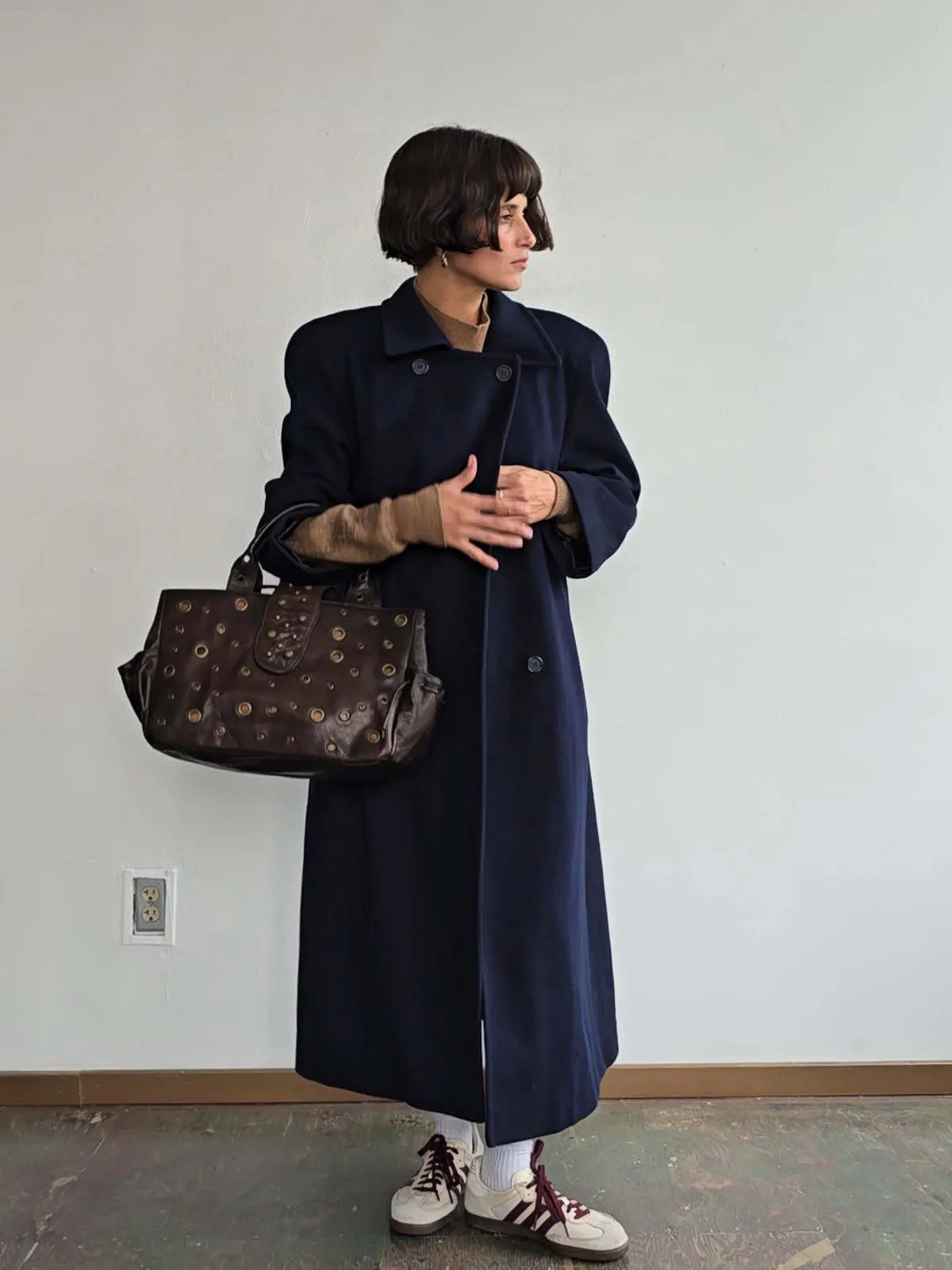 Double Breasted Overcoat - Navy