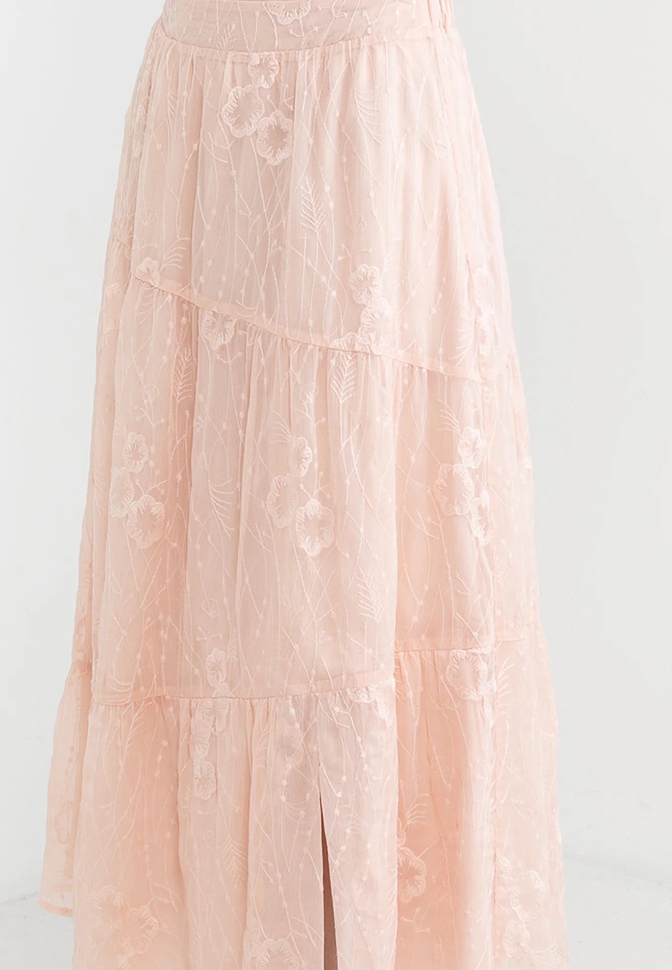 ELLE Apparel Blossom Embroidery Midi Skirt