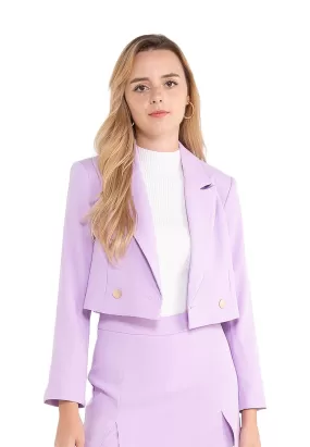 ELLE Apparel Lapel Collar Cropped Blazer