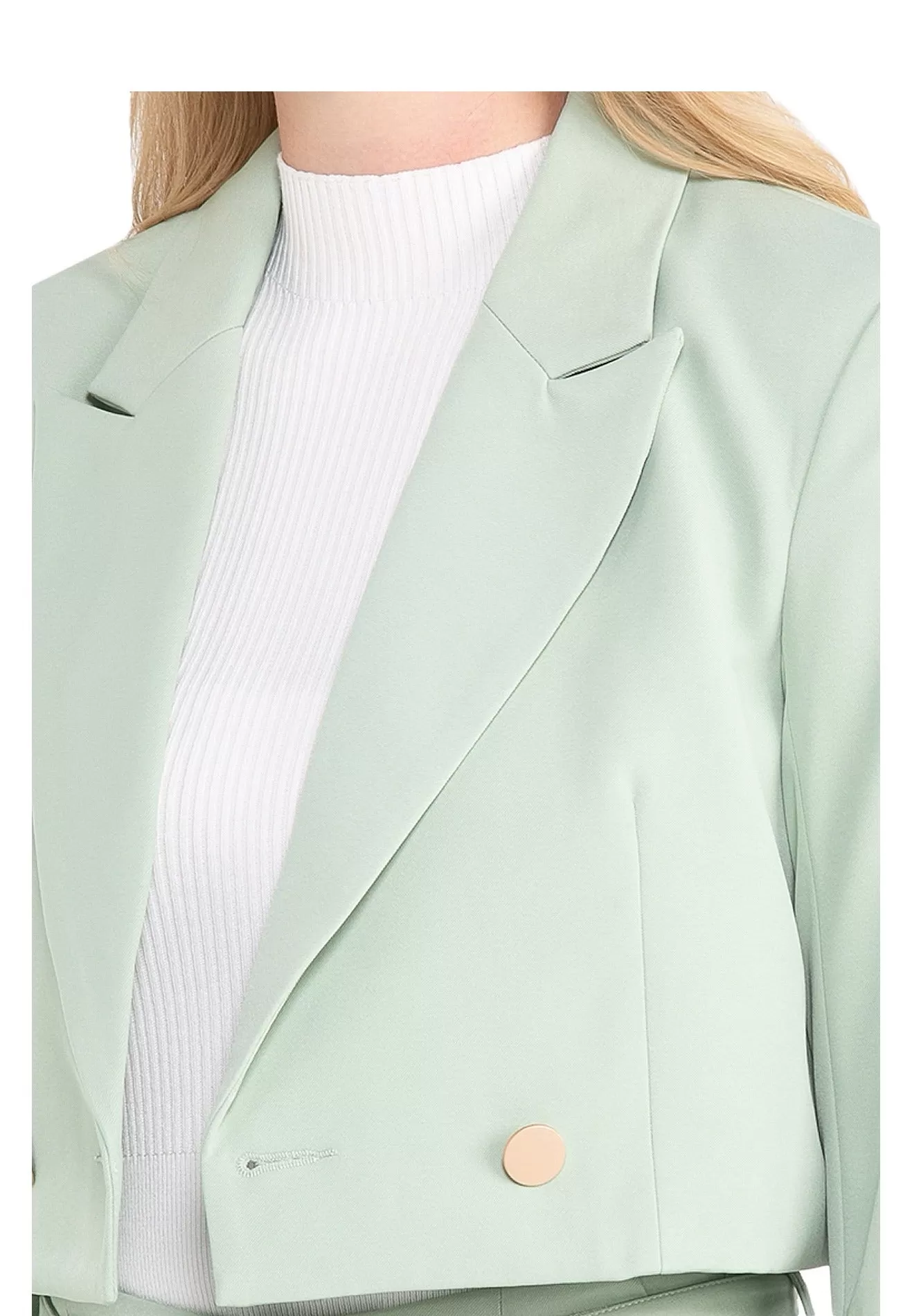 ELLE Apparel Lapel Collar Cropped Blazer