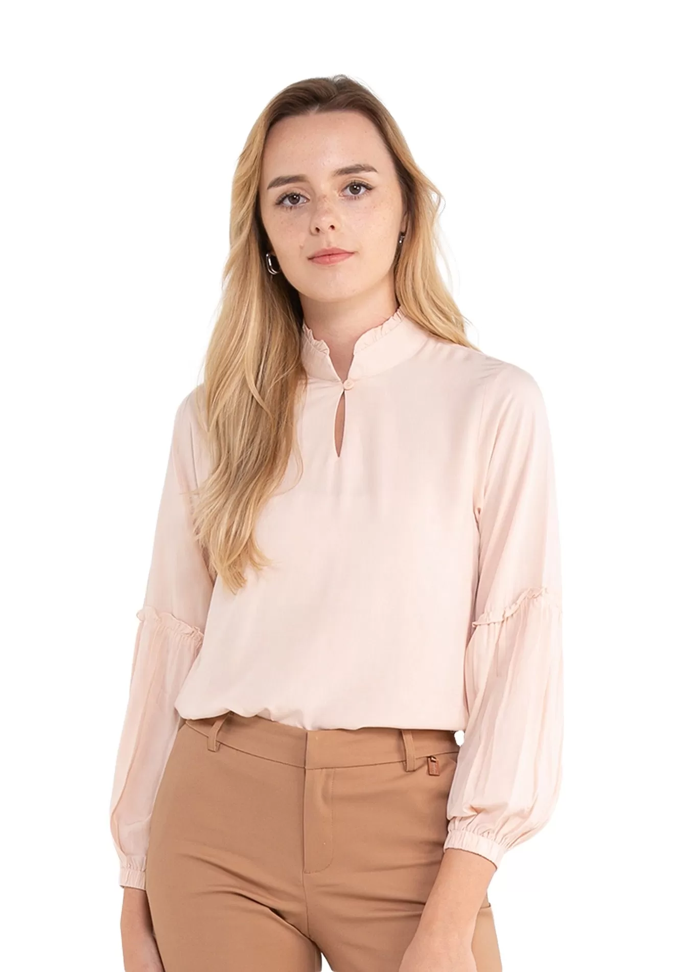 ELLE Apparel Ruffle Long Sleeves Blouse