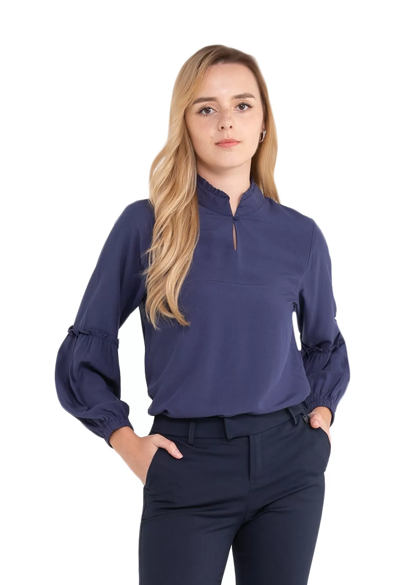 ELLE Apparel Ruffle Long Sleeves Blouse